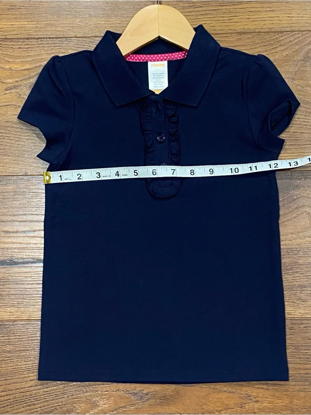 Gymboree Girls Navy Polo Top with Ruffle Placket